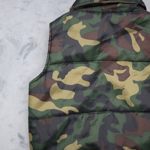 Pumpkin Vest Mens M Green Camo Full Zip Cargo Casual Outdoor Outfit - Picture 15 of 16